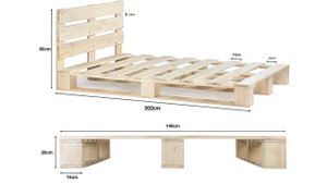 ⭐ sunnypillow Palettenbett mit Kopfteil 140 x 200 cm