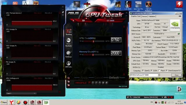 Разгон видеокарты ноутбука программой ASUS GPU Tweak смотреть онлайн
