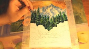 Пейзаж акрилом ПОЭТАПНО/Рисуем горы, лес, реку