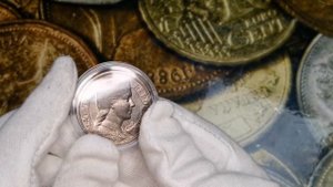 монета Латвии 5 лат 1931 года серебро