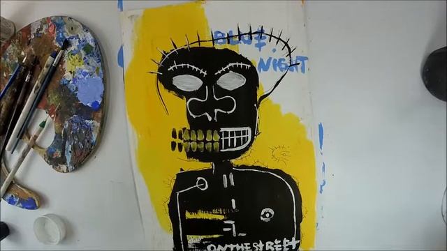 How to paint like Jean-Michel Basquiat / abstract painting / Blue night / Neo-expressionism смотреть онлайн