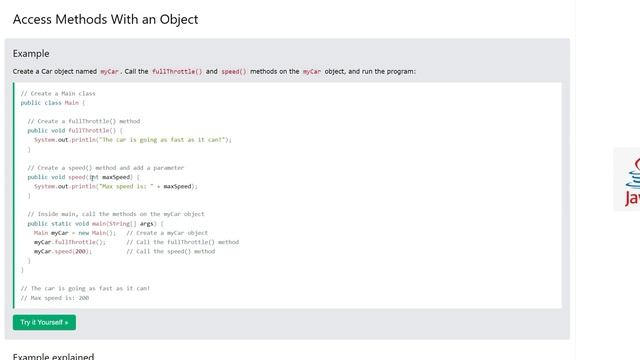 Java class methods - Java tutorial - w3Schools - Chapter  28   English