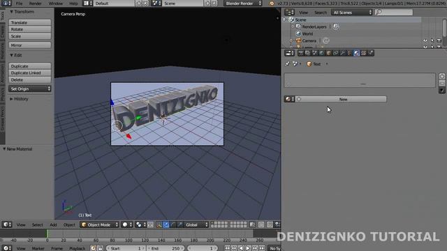 3D TEXT Blender Tutorial - Beginner - Basic - Easy смотреть онлайн