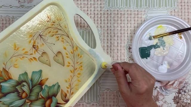 Декор подноса. Декупаж, кракелюр, лак эпоксидный двухкомпонентный.Tray decor. Decoupage, craquelure смотреть онлайн