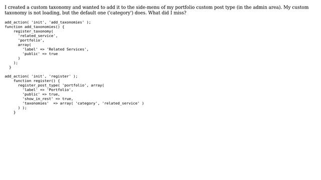 Wordpress: How to add a custom taxonomy to a custom post type's document tab? смотреть онлайн