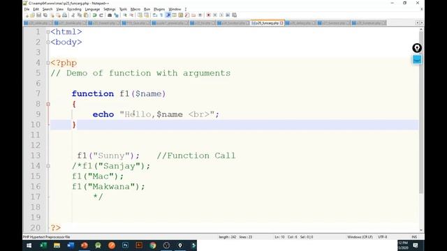 FUNCTIONS in PHP ||GTU || Lecture 7|| Sunny Mac || Gujarati