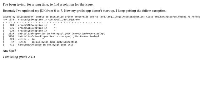 Databases: MySQL exception after upgrading from Java 6 to Java 7 смотреть онлайн