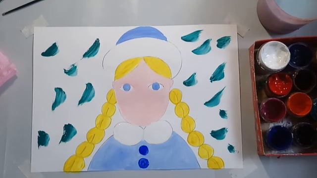Как нарисовать Снегурочку гуашью