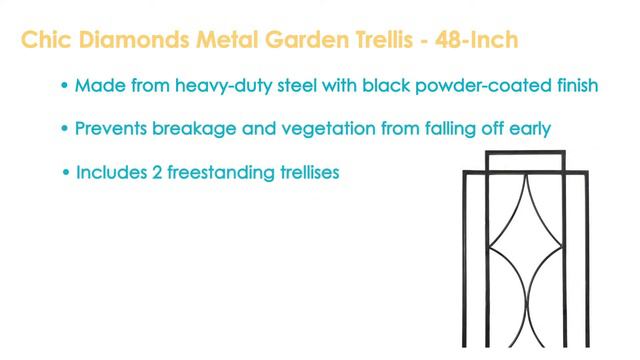 Sunnydaze Chic Diamonds Metal Garden Trellis for Climbing Plants - 48-Inch - Set of 2-HBM-635