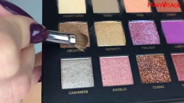 Свотчи палетки Desert Dusk palette HUDA BEAUTY. Swatches
