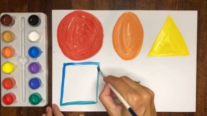 Рисуем геометрические фигуры с детьми краской / 6 геометрических фигур / Квадрат, овал, круг, ромб