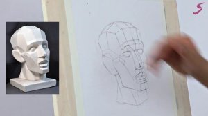 Онлайн урок по рисунку «Обрубовка Гудона» | Как нарисовать гипсовую голову поэтапно