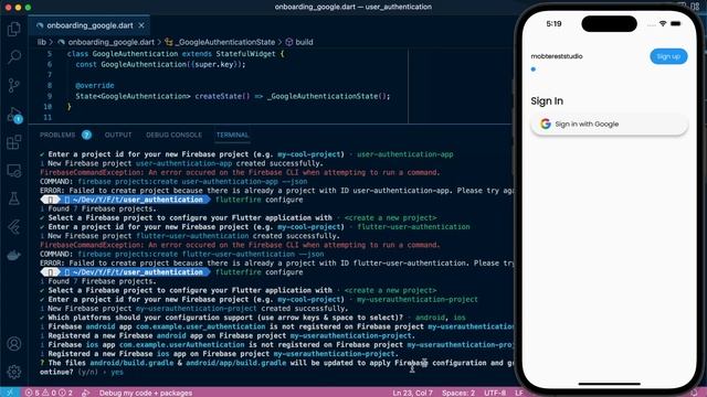 User Authentication Tutorial #3 - Google Authentication: Configue & Initialize Firebase
