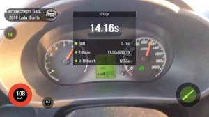 Разгон Лада Гранта, 2016 год, 1.6 л. (106 л.с.), робот, 0 - 100 км/ч, 402 метра.