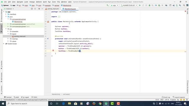 Spinner with string-array| Only Five Minutes