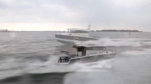 Алюминиевый морской катер Modius 34 на выставке яхт и катеров UIVA 2016 | Тест катера на воде