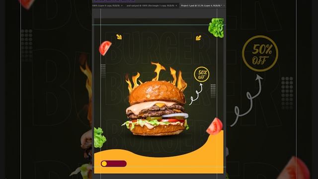 Burger Social Media poster design || Instagram post || Facebook Banner