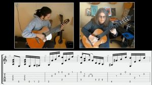 Choros - Domingos Semenzato, guitar duo, performed by M. Dijk and S. Molenberg, part 2, slices/tabs