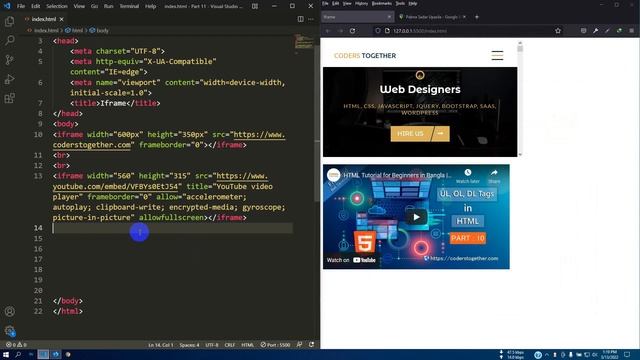 HTML Tutorial for Beginners in Bangla | Iframe tag in HTML | Part 11