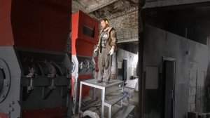 Дробилка ГП-ДР-55К каскадный ротор. Дробление поликарбонатного листа.