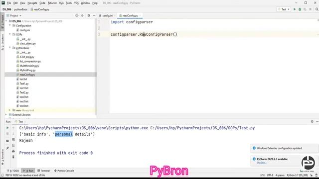 How to read the config.ini file for the Data Security | Working with config files in Python |pybron смотреть онлайн