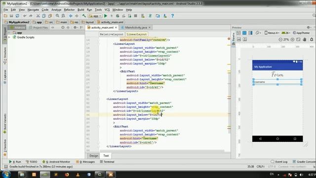 How to create EditText TextView and Button in andriod studio смотреть онлайн