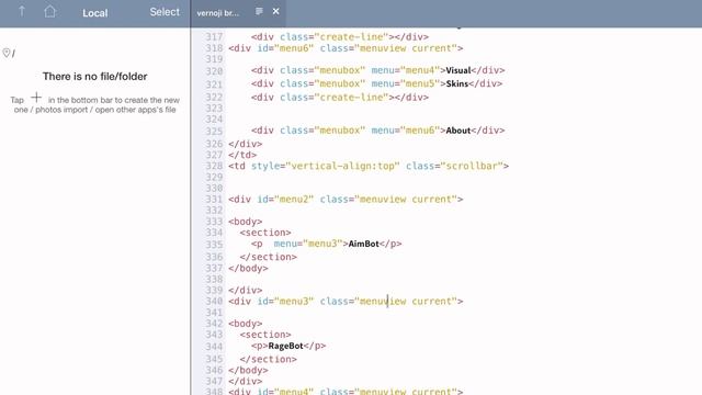 FREE H5GG HTML MENU TEMPLATE  NO CSS NO JAVA ONLY HTML