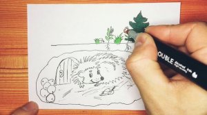 Как нарисовать ёжика. Осенний рисунок - How to draw a hedgehog. Autumn drawing