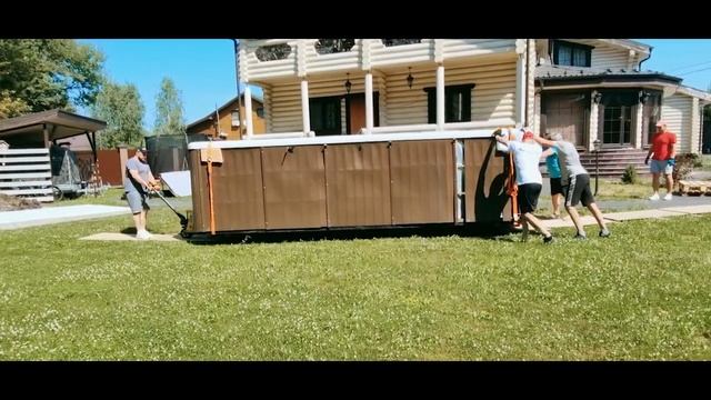 Установка плавательного гидромассажного спа бассейна с противотоком. Видео от Бассейны-спа.рф смотреть онлайн