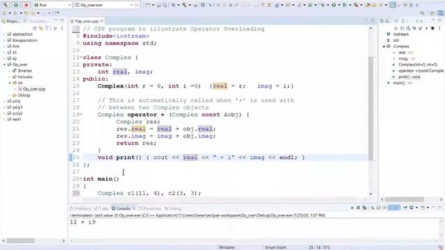 Operator Overloading program in C++.