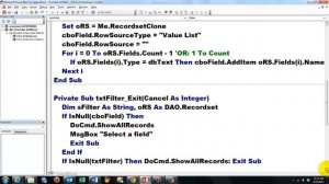 VBA Filters with Parameters in an Access Database