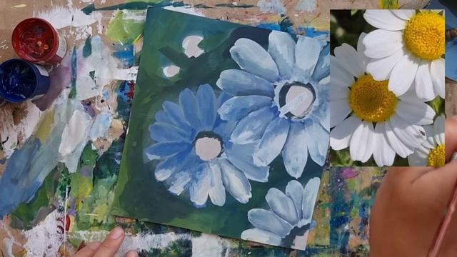 РОМАШКИ |Рисуем красками поэтапно вместе✌ смотреть онлайн