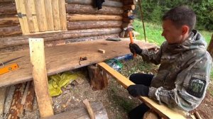 Alone Building a Log Cabin in the Siberian Forest / Wooden Terrace