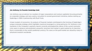 Jim Anthony: The best gold market of your lifetime.