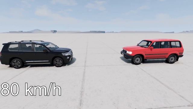 TOYOTA LC 80 vs TOYOTA LC 200! 150 Km/H CRASH TEST! - BeamNg Drive