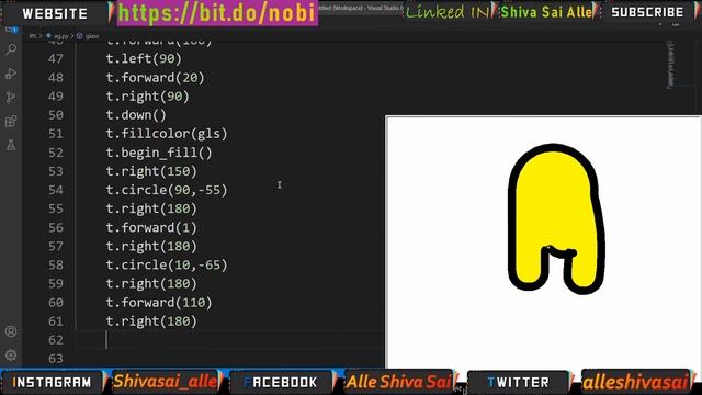 How to Draw Among Us Using Python Turtle | #alleshivasai #amongus #turtle