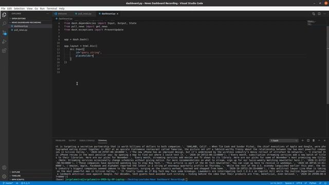 Tutorial Dash - News Dashboard in Python