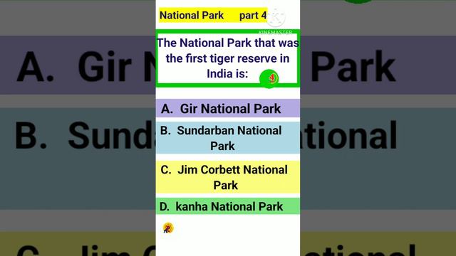 National Park of India |🔥|General Knowledge Quiz | #gk #youtube #shortvideo