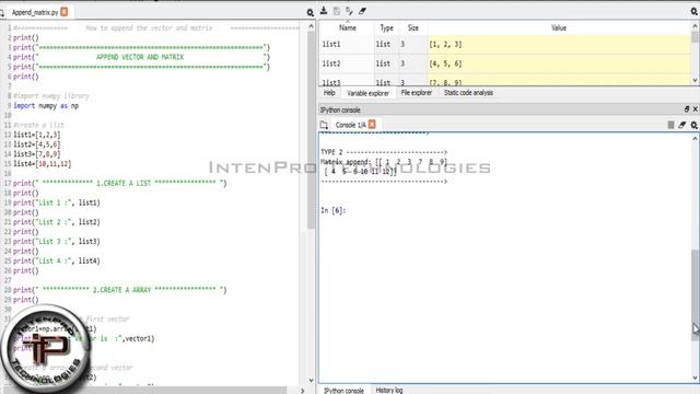 How To Append Matrix and Vectors in PYTHON | IntenPro Technologies смотреть онлайн
