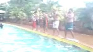 The C4 way of getting in a pool...C4namaskaram