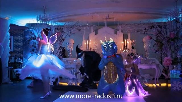 Неоновое шоу феи и дракон на праздник