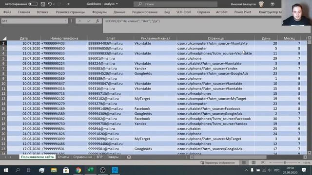 Анализируем маркетинг в Excel