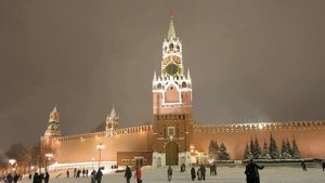 21.02.2021. Россия. Москва. Красная Площадь. Спасская Башня. Куранты