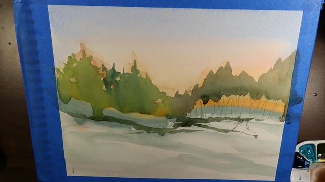 Акварельный пейзаж на целлюлозной бумаге смотреть онлайн