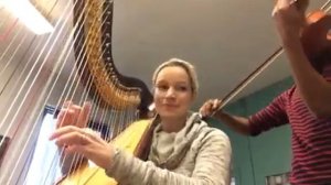 Harp and Violin Duo rehearsal