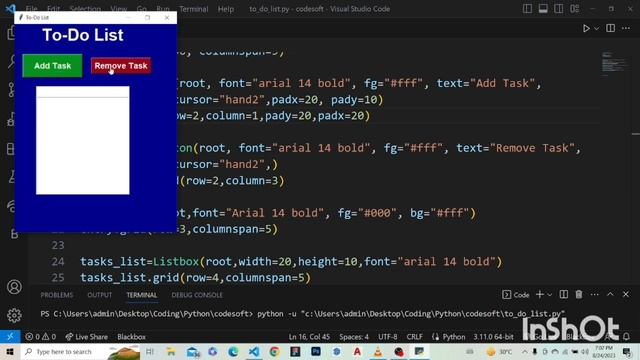 Python GUI project// To do list GUI project using python// python project #python #pythonprojects