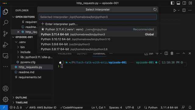 Setting up Python ? Virtual Environments in VS Code