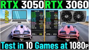 RTX 3050 vs RTX 3060 - Test in 10 Games 1920x1080 FHD