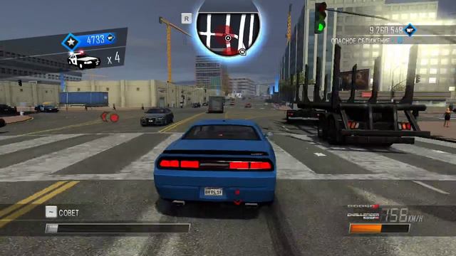 мощный Dodge challenger SRT8 не смог уйти от POLICE в игре Driver San Francisco,