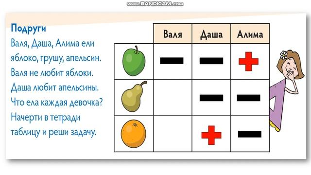 Решение логических задач с помощью таблицы 1 класс смотреть онлайн